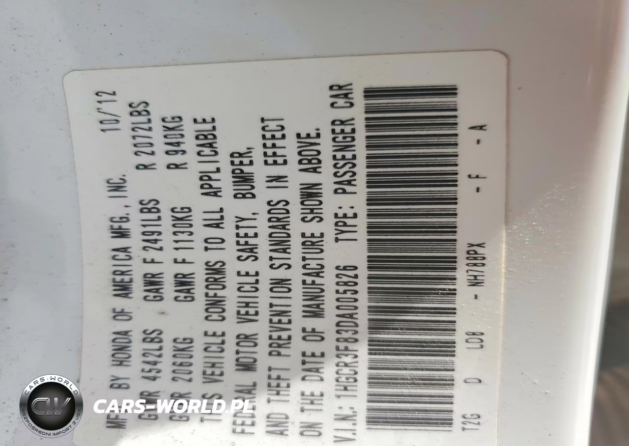 2013 Honda Accord Exl VIN:1HGCR3F83DA005826 - 12