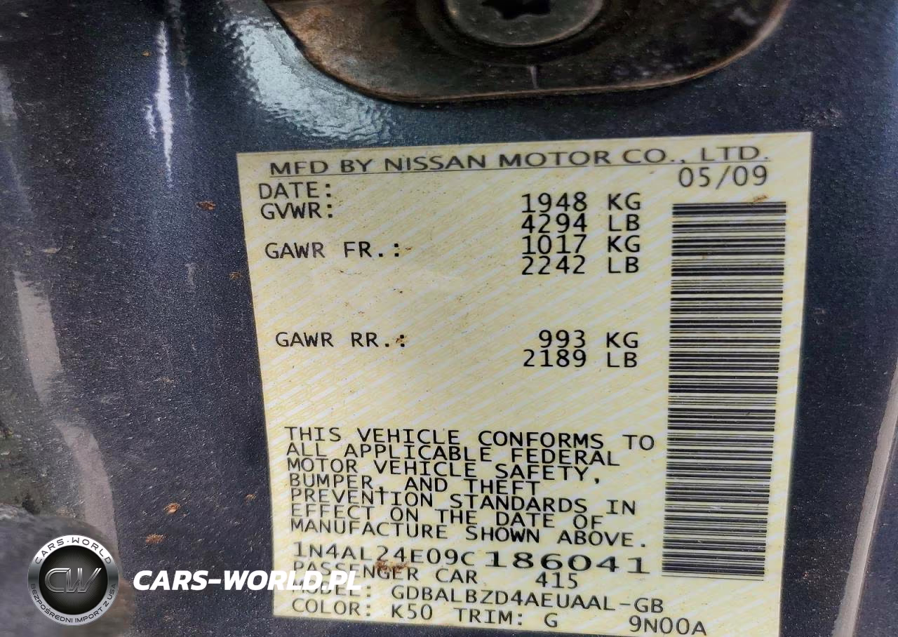 2009 Nissan Altima 2.5S VIN:1N4AL24E09C186041 - 12