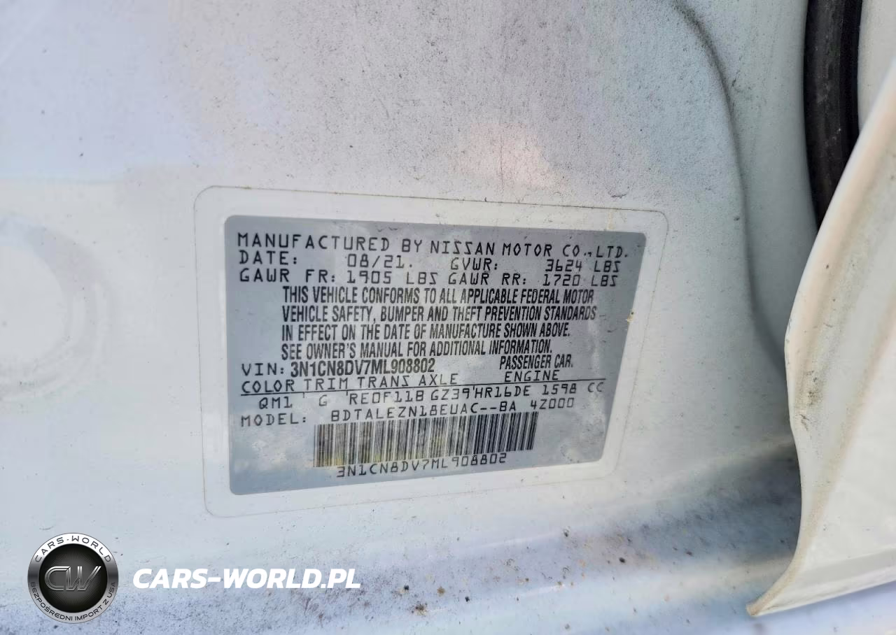 2021 Nissan Versa S VIN:3N1CN8DV7ML908802 - 12