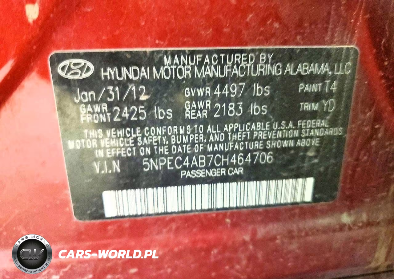 2012 Hyundai Sonata Limited 2.0T VIN:5NPEC4AB7CH464706 - 12