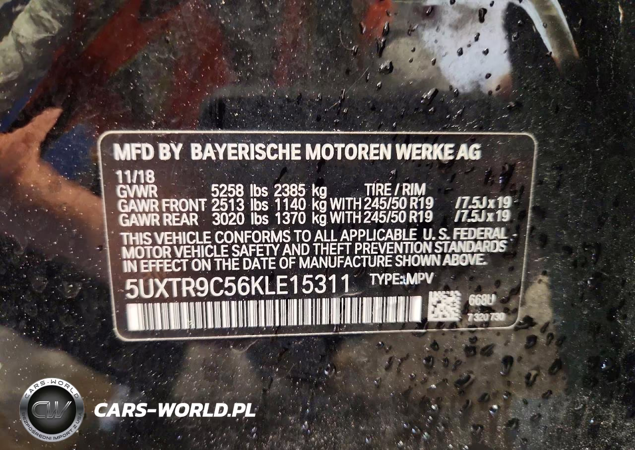 2019 BMW X3 xDrive30I VIN:5UXTR9C56KLE15311 - 13