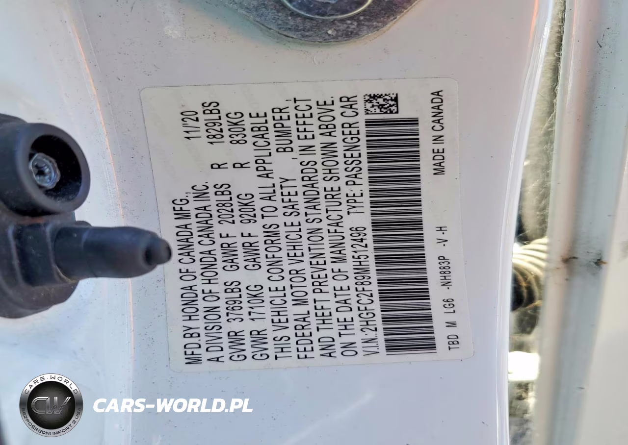 2021 Honda Civic Sport VIN:2HGFC2F89MH512496 - 12