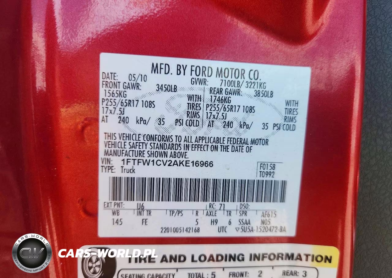 2010 Ford F150 Supercrew VIN:1FTFW1CV2AKE16966 - 12