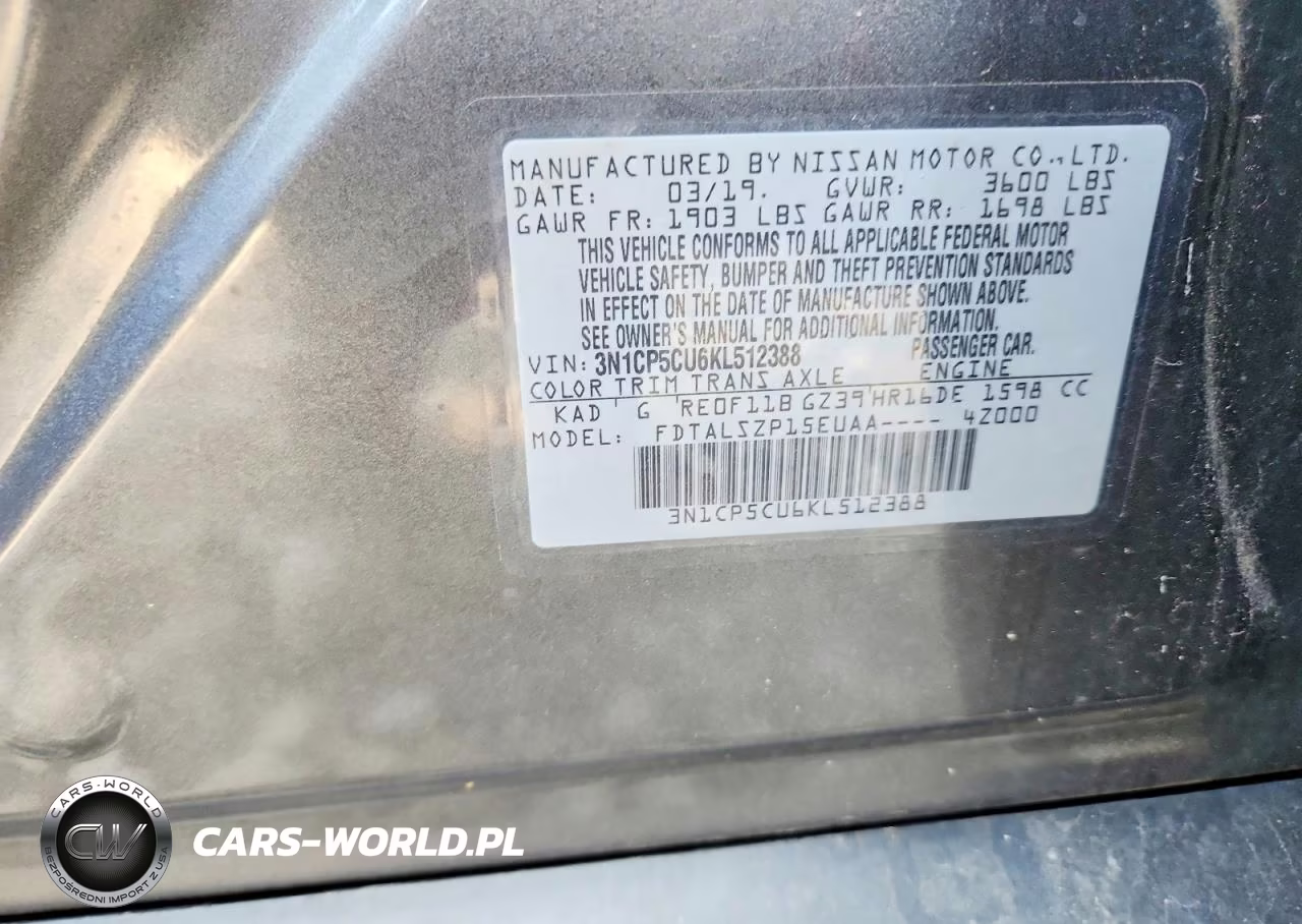 2019 Nissan Kicks Sv VIN:3N1CP5CU6KL512388 - 12
