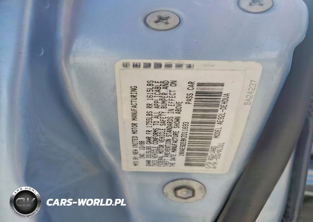 1989 Toyota Corolla Dlx VIN:1NXAE92E8KZ011693 - 12
