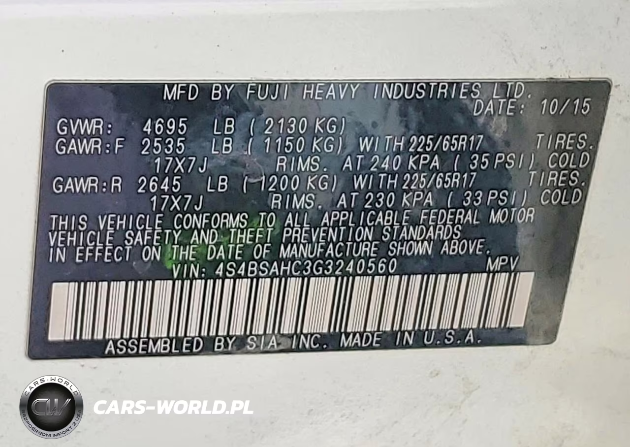2016 Subaru Outback 2.5I Premium VIN:4S4BSAHC3G3240560 - 13