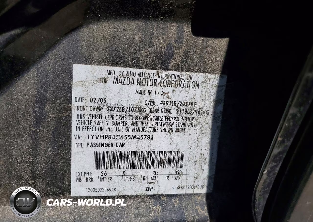 2005 Mazda 6 I VIN:1YVHP84C655M45784 - 13