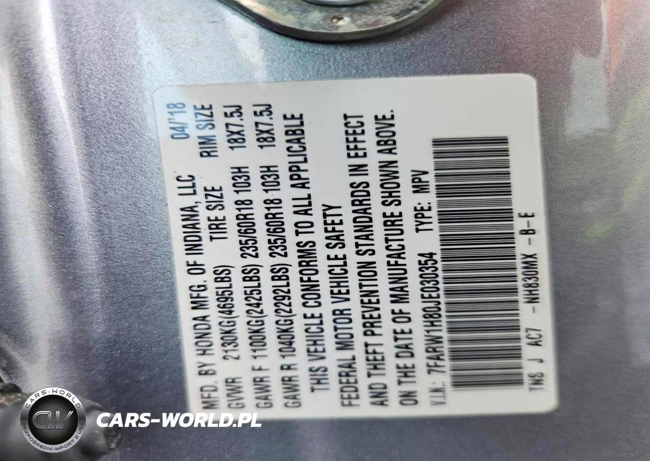 2018 Honda Cr-V Exl VIN:7FARW1H80JE030354 - 13