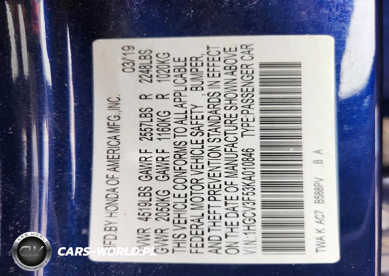 2019 Honda Accord Hybrid Exl VIN:1HGCV3F53KA010846 - 13