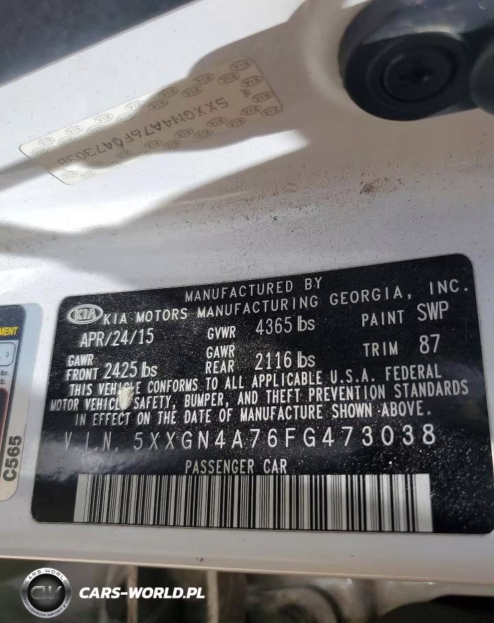 2015 Kia Optima Ex VIN:5XXGN4A76FG473038 - 12