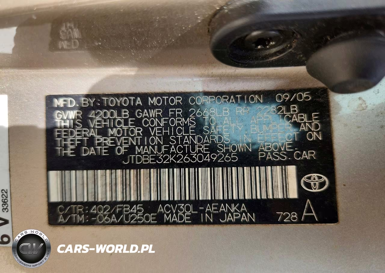 2006 Toyota Camry Standard VIN:JTDBE32K263049265 - 12