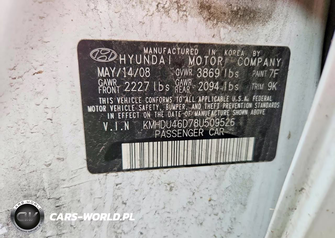2008 Hyundai Elantra Gls VIN:KMHDU46D78U509526 - 12
