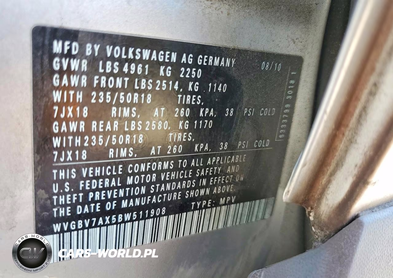 2011 Volkswagen Tiguan S VIN:WVGBV7AX5BW511908 - 13