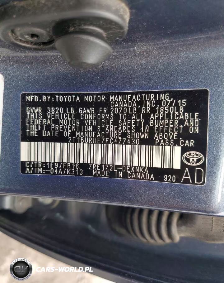 2015 Toyota Corolla Le Plus VIN:2T1BURHE7FC477430 - 12