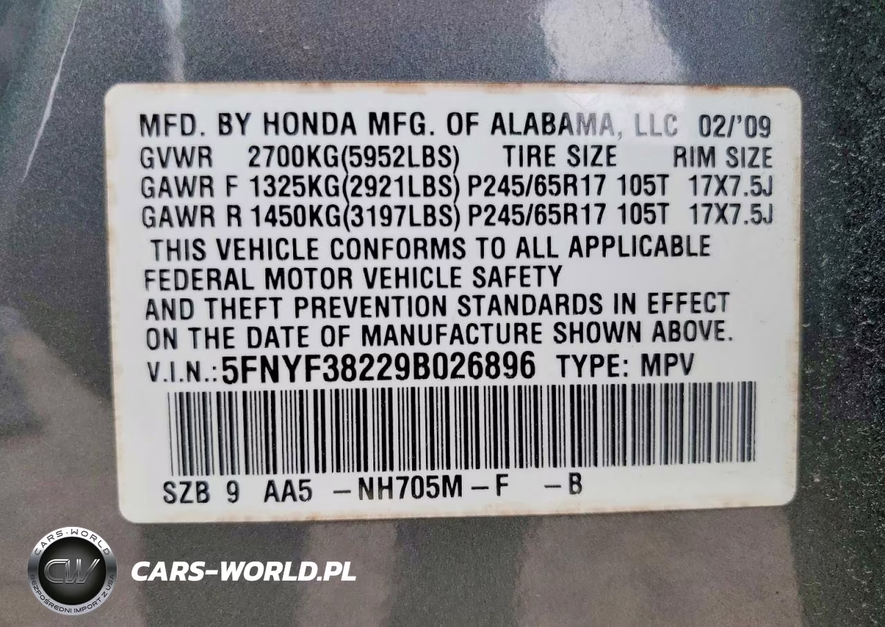 2009 Honda Pilot Lx VIN:5FNYF38229B026896 - 13