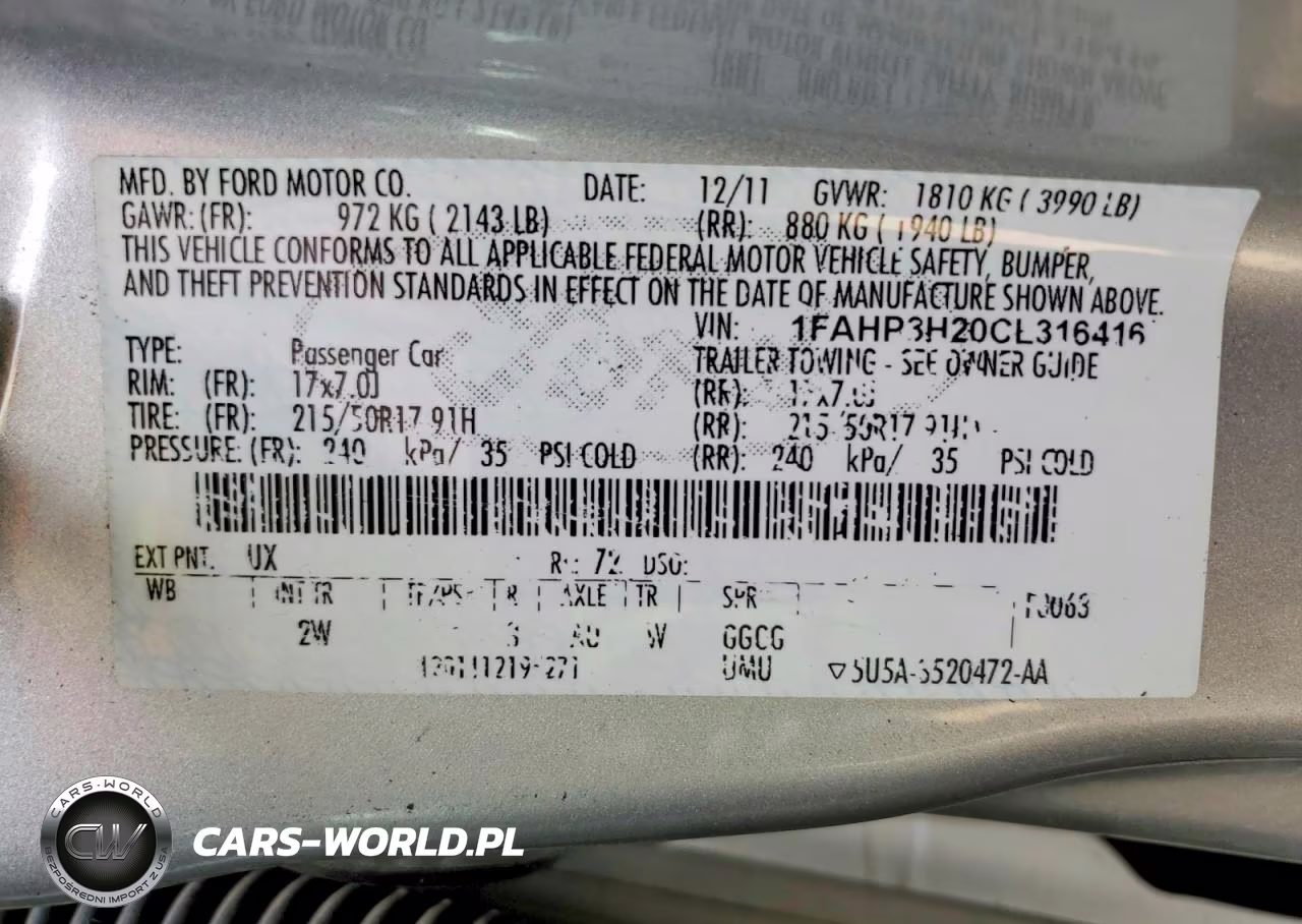 2012 Ford Focus Sel VIN:1FAHP3H20CL316416 - 12