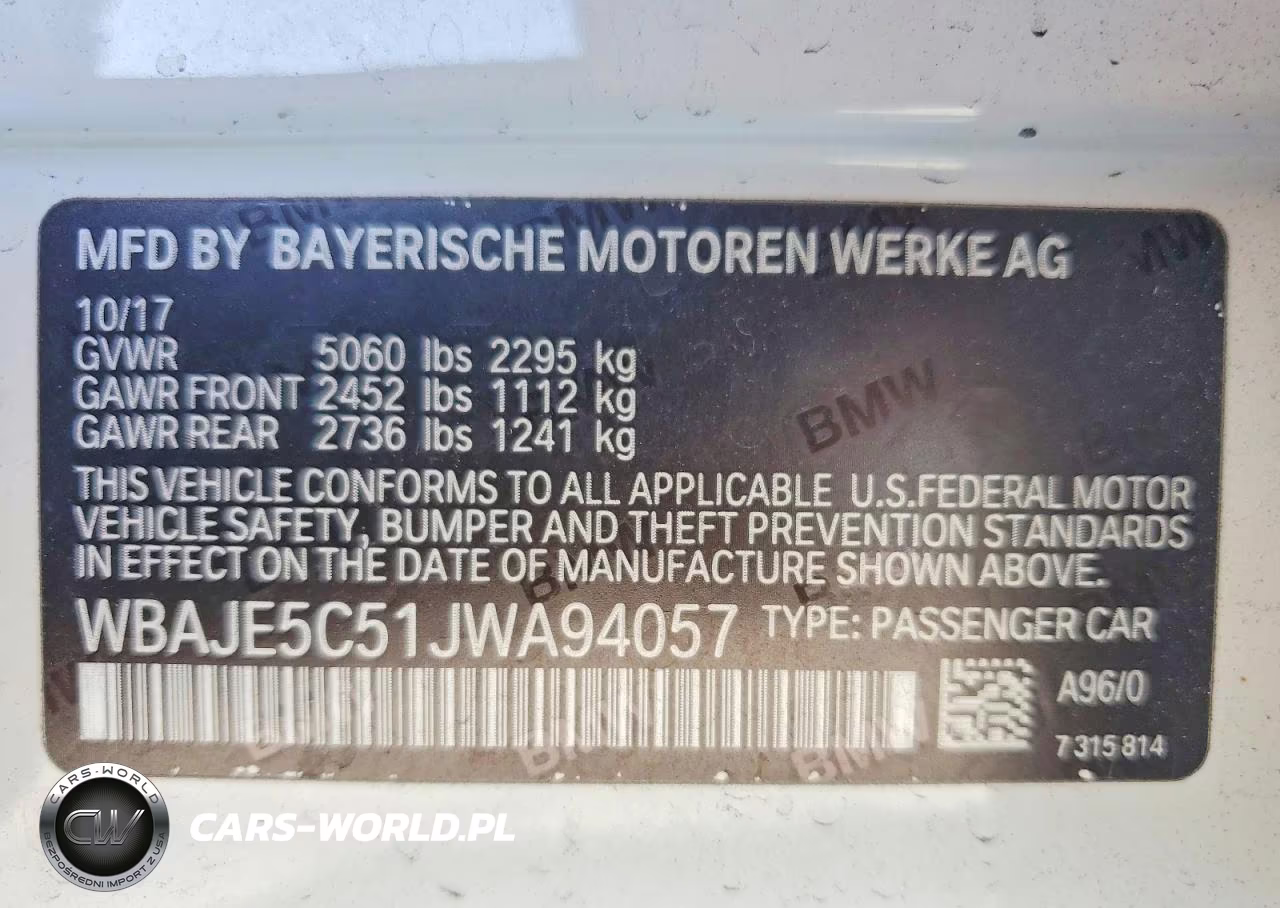 2018 BMW 540 I VIN:WBAJE5C51JWA94057 - 13