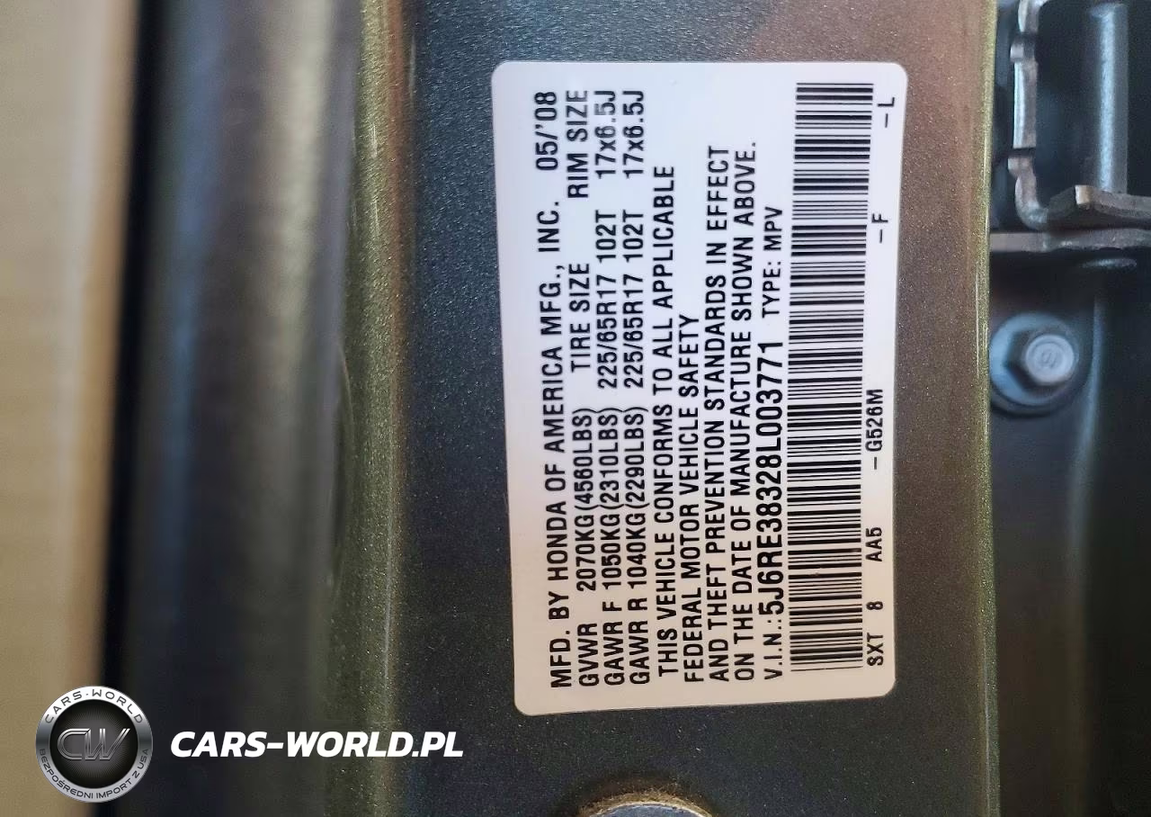 2008 Honda Cr-V Lx VIN:5J6RE38328L003771 - 13