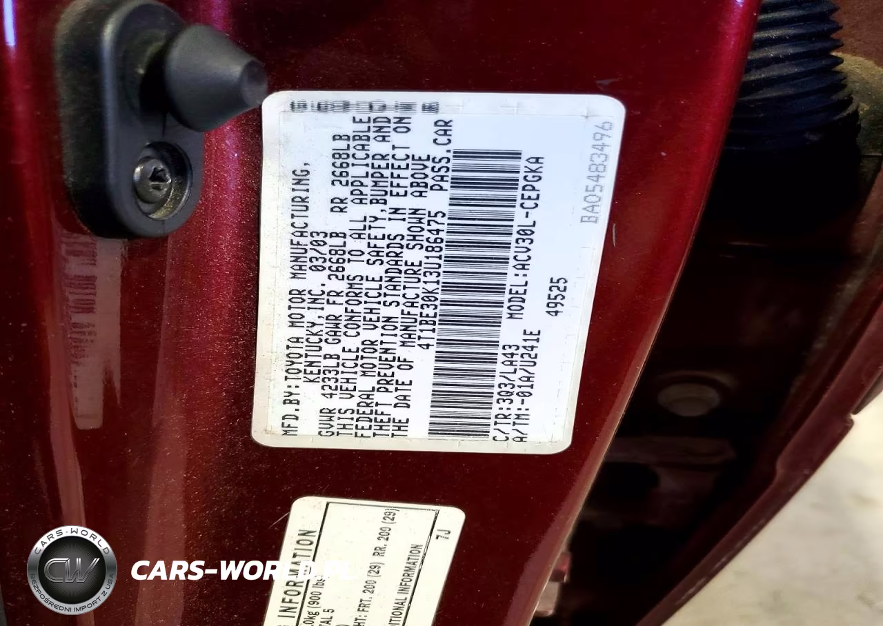 2003 Toyota Camry Xle VIN:4T1BE30K13U186475 - 12