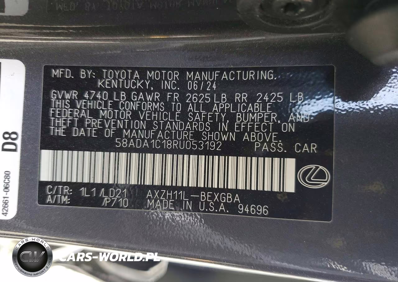 2024 Lexus Es 300H Base VIN:58ADA1C18RU053192 - 12