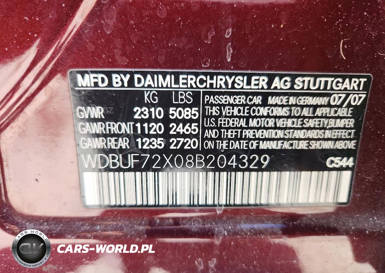 2008 Mercedes-Benz E 550 VIN:WDBUF72X08B204329 - 12