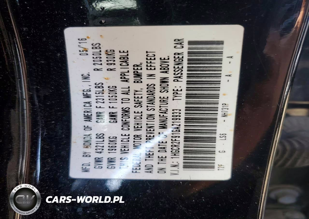2016 Honda Accord Exl VIN:1HGCR2F91GA219933 - 12