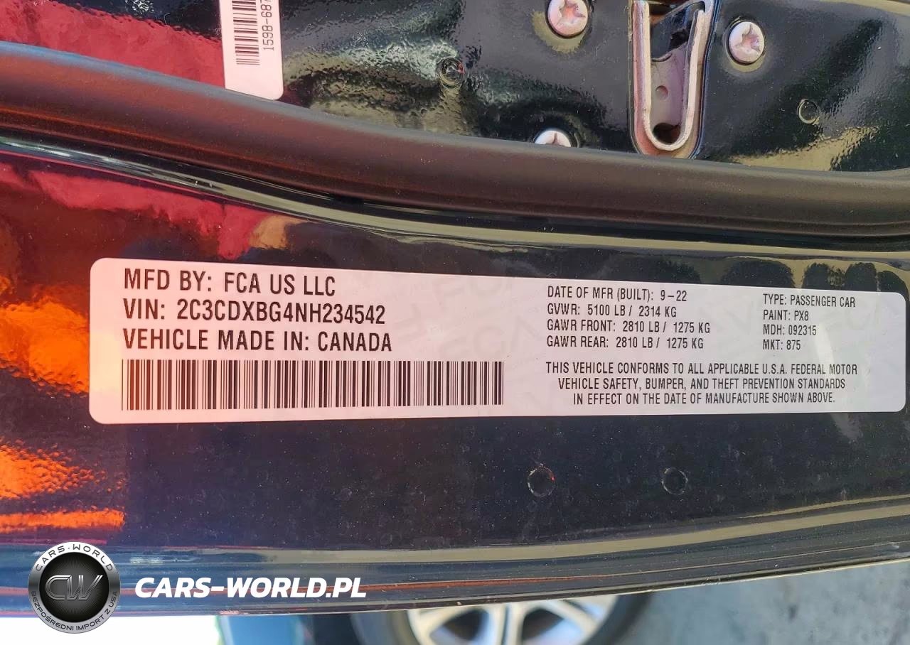 2022 Dodge Charger Sxt VIN:2C3CDXBG4NH234542 - 12
