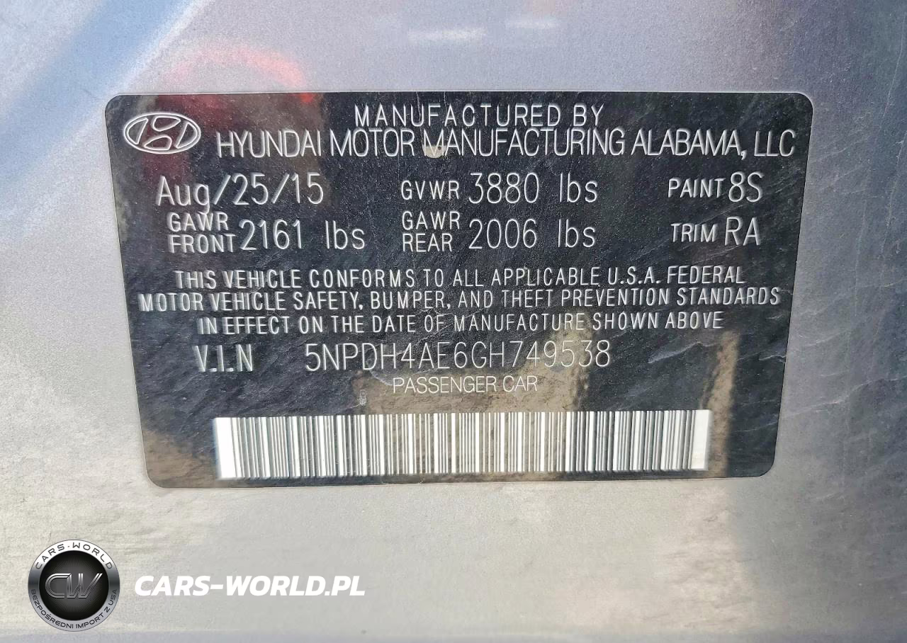 2016 Hyundai Elantra Se VIN:5NPDH4AE6GH749538 - 12
