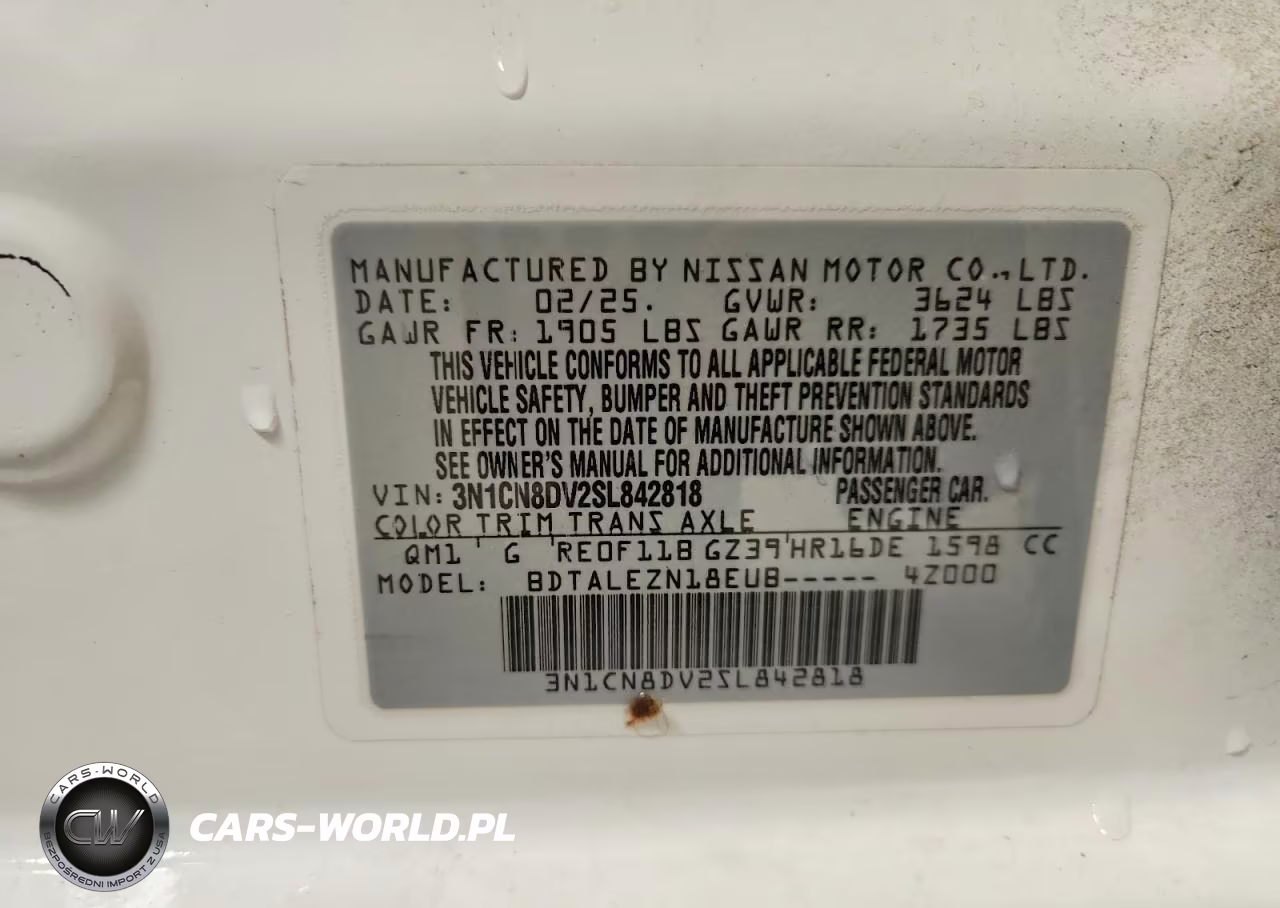 2025 Nissan Versa S VIN:3N1CN8DV2SL842818 - 13