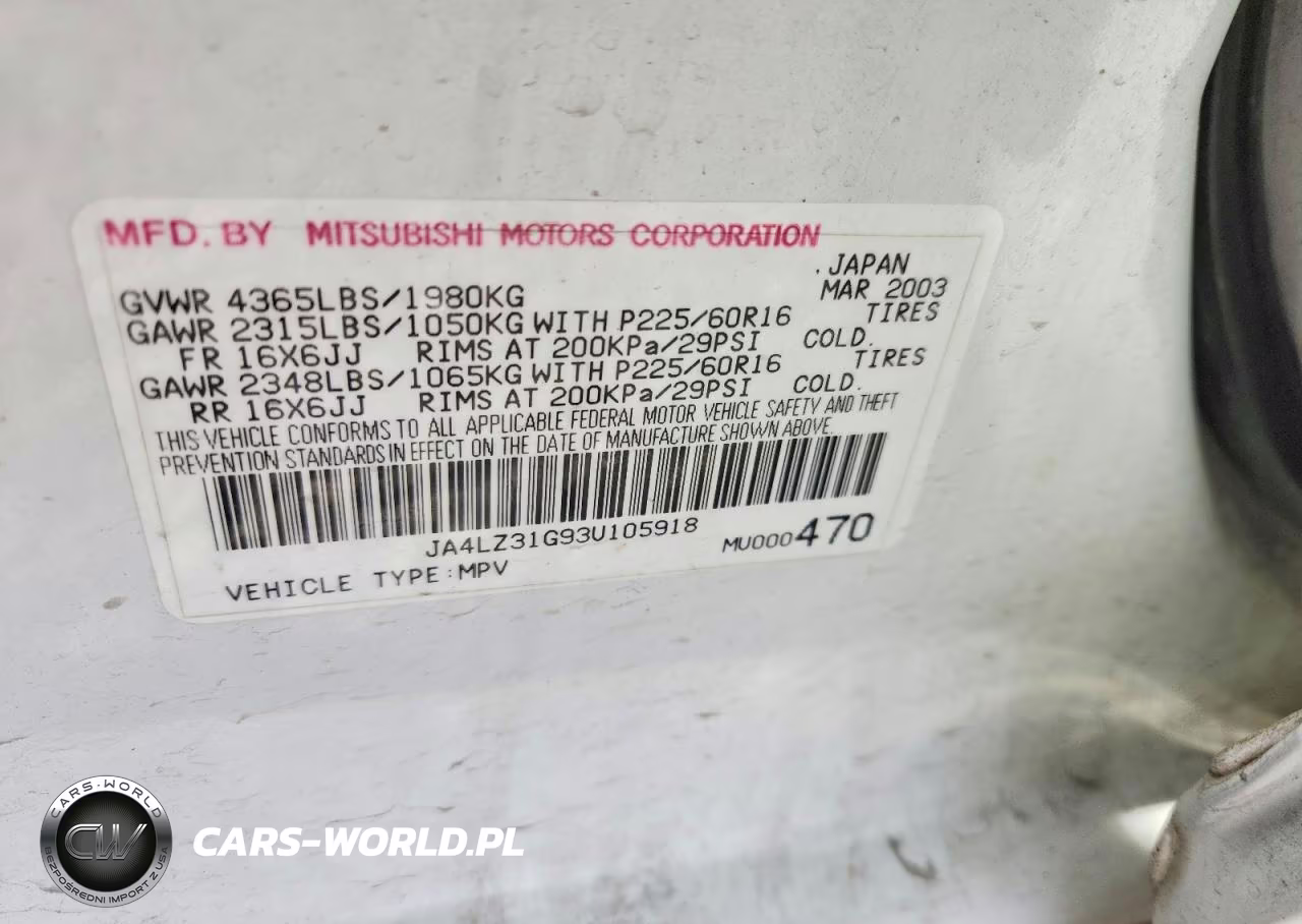 2003 Mitsubishi Outlander Ls VIN:JA4LZ31G93U105918 - 13