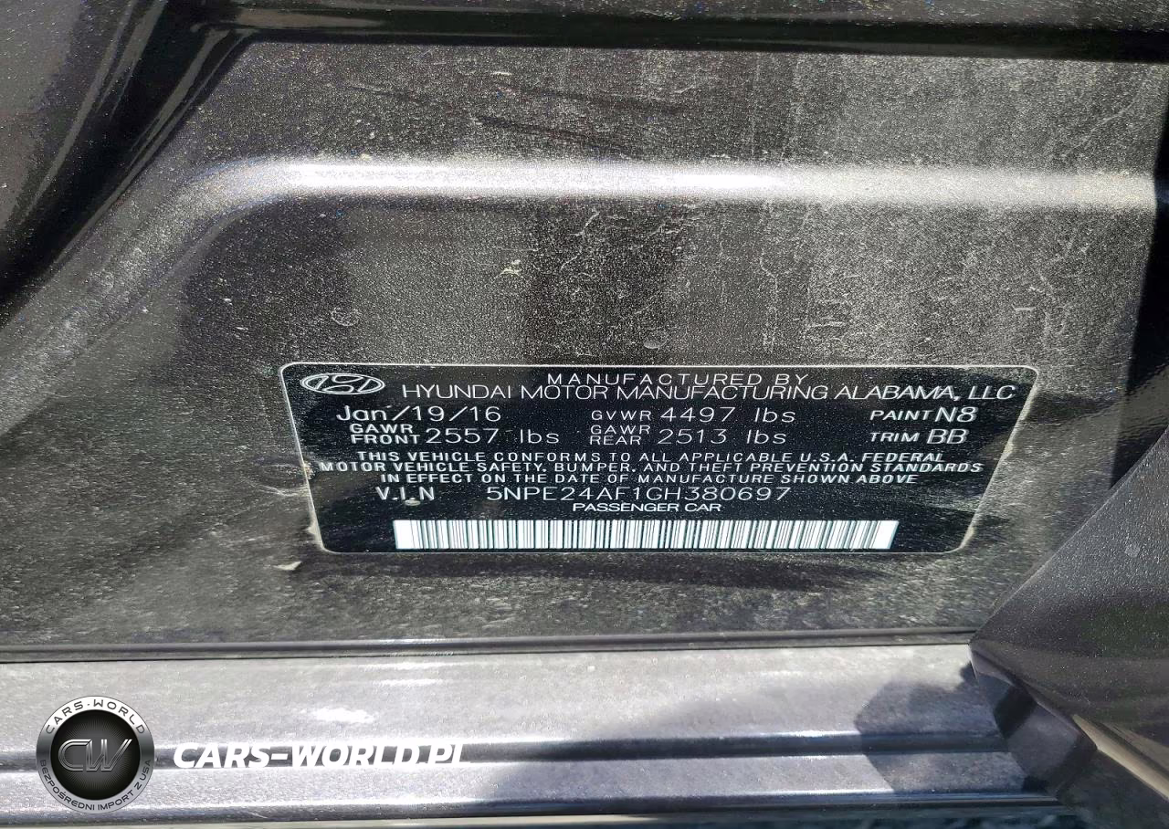 HYUNDAI SONATA VIN:5NPE24AF1GH380697 - 12