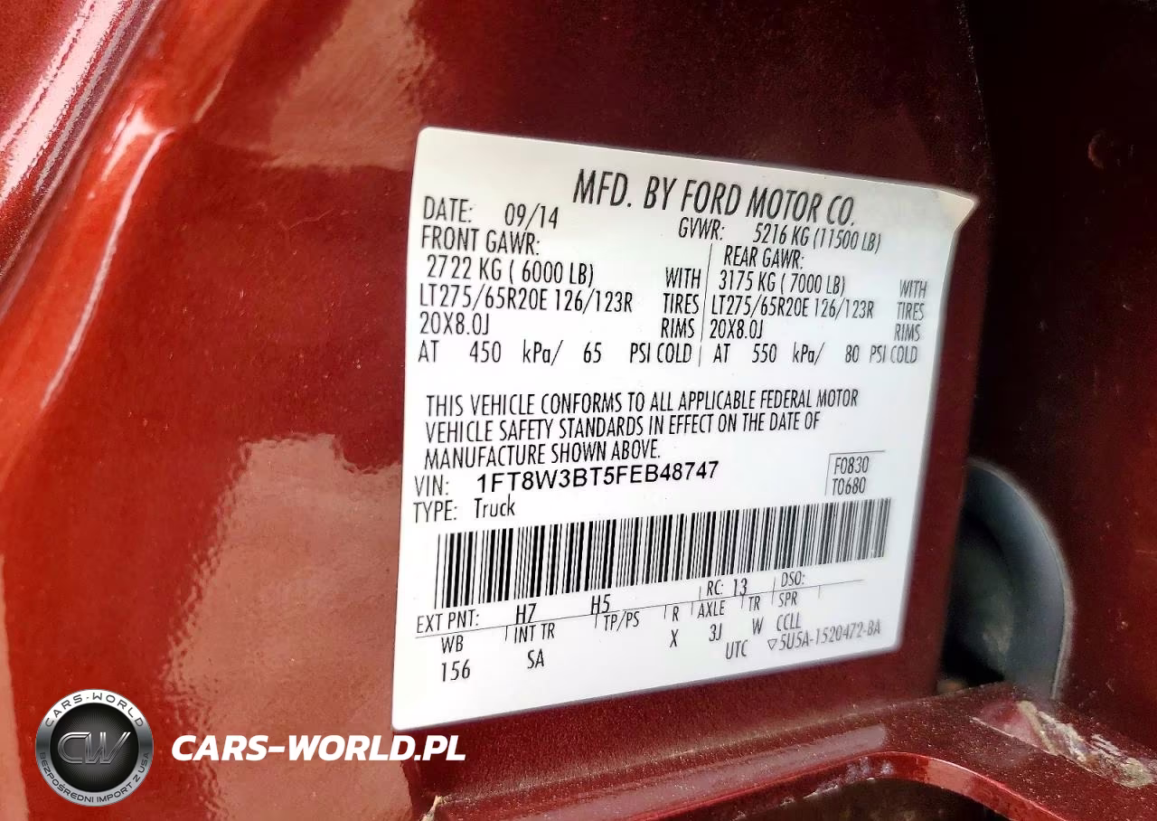 2015 Ford F350 Super Duty VIN:1FT8W3BT5FEB48747 - 12