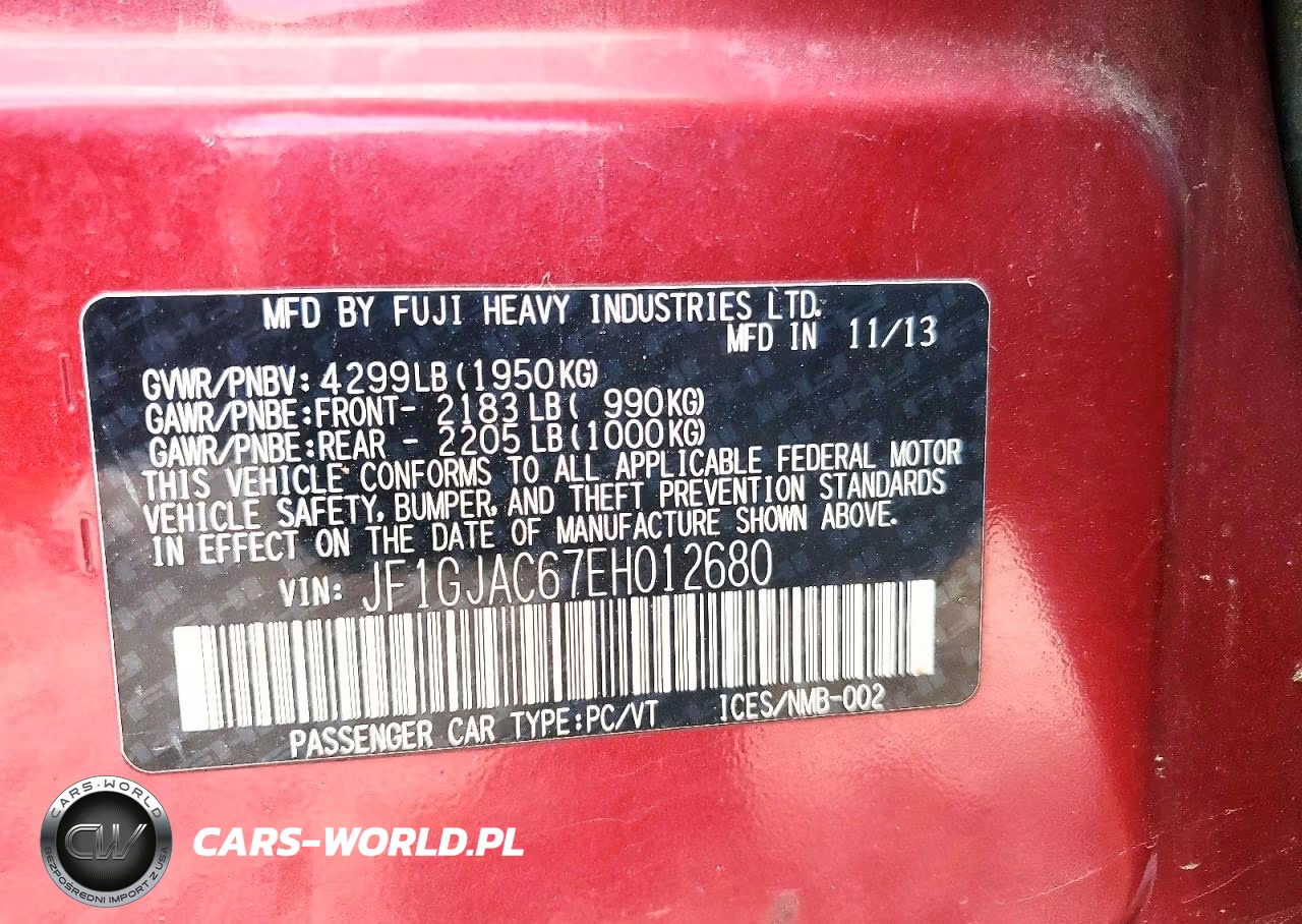 2014 Subaru Impreza Premium VIN:JF1GJAC67EH012680 - 12