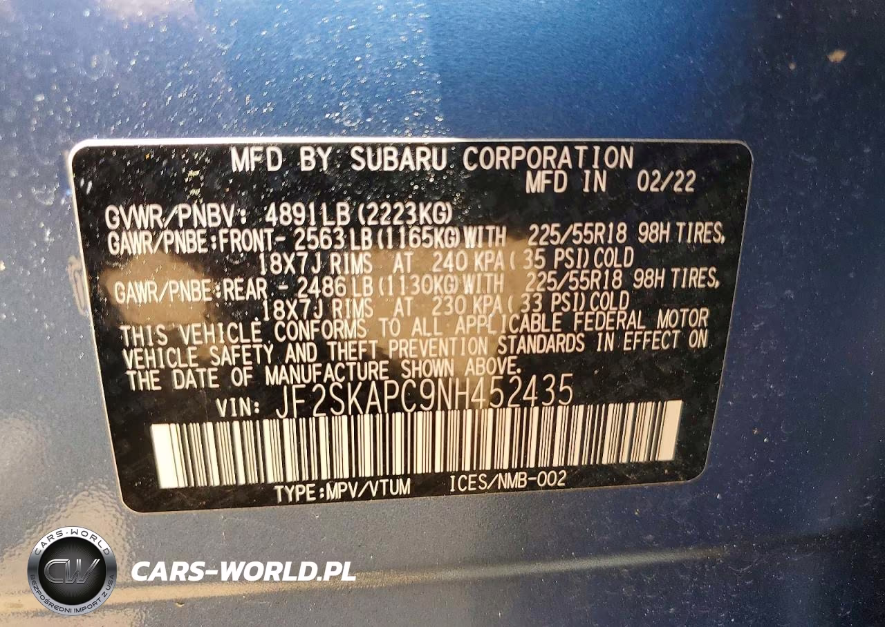 2022 Subaru Forester Limited VIN:JF2SKAPC9NH452435 - 13