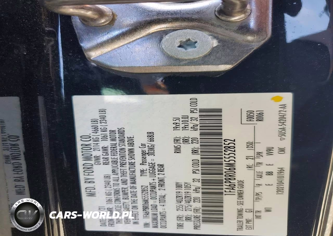 2021 Ford Mustang Mach I VIN:1FA6P8R06M5552852 - 12