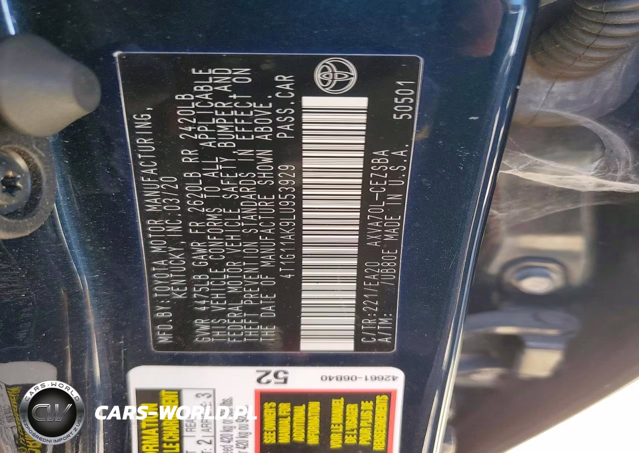 2020 Toyota Camry Se VIN:4T1G11AK9LU953929 - 12