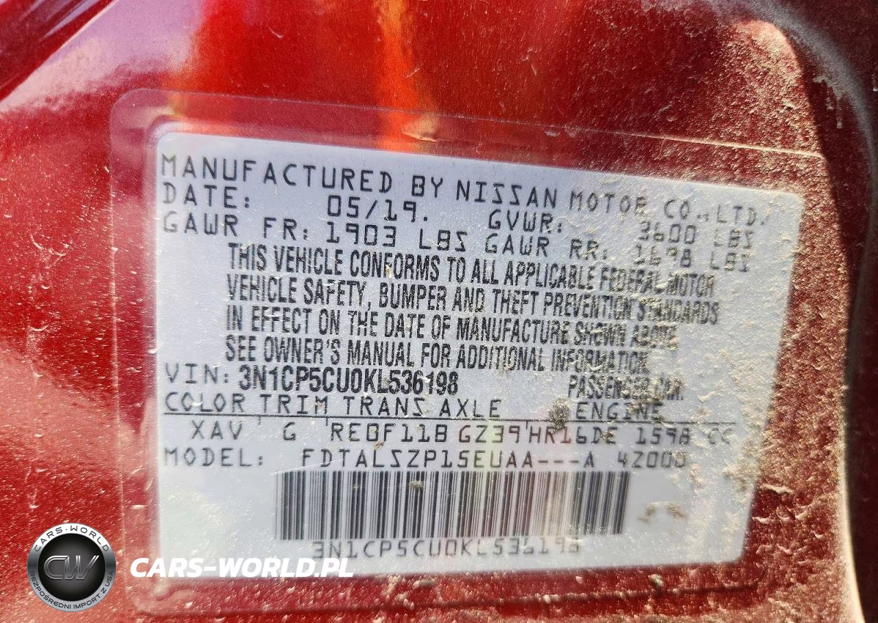 2019 Nissan Kicks Sv VIN:3N1CP5CU0KL536198 - 13
