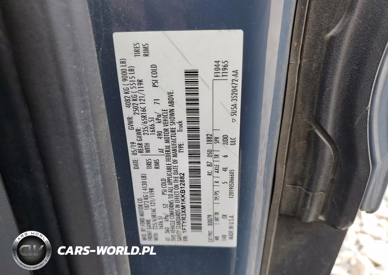 2019 Ford Transit T-250 VIN:1FTYR3XM1KKB12882 - 13