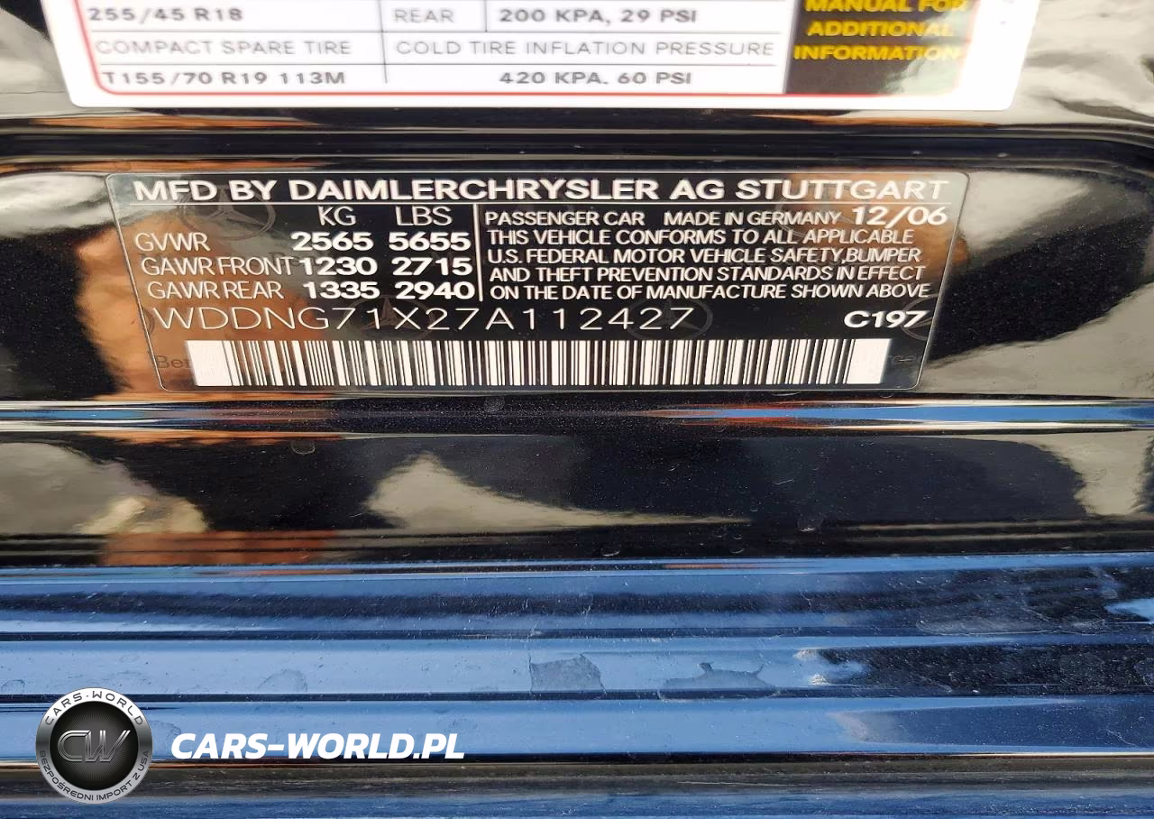 2007 Mercedes-Benz S 550 VIN:WDDNG71X27A112427 - 12