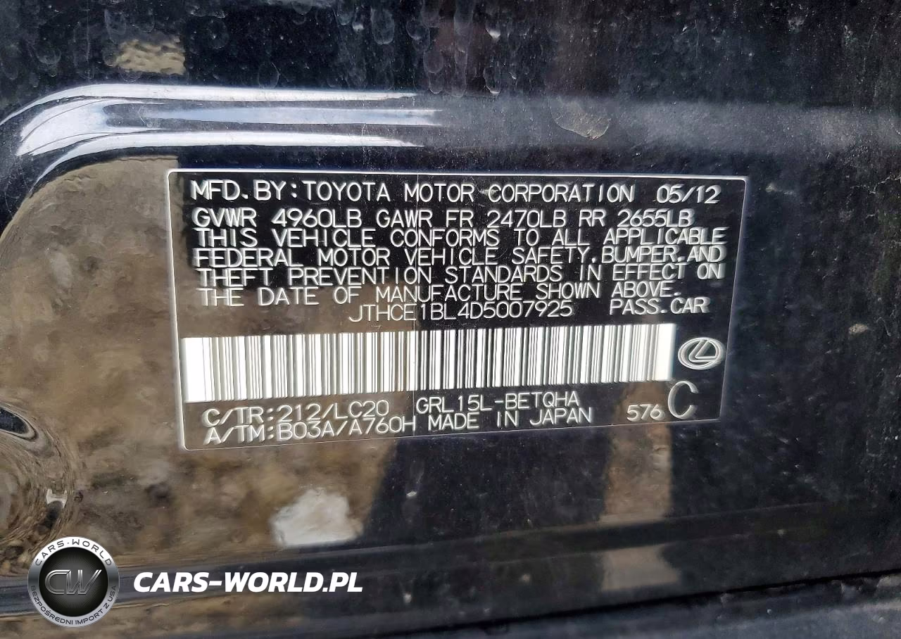 2013 Lexus Gs 350 VIN:JTHCE1BL4D5007925 - 12
