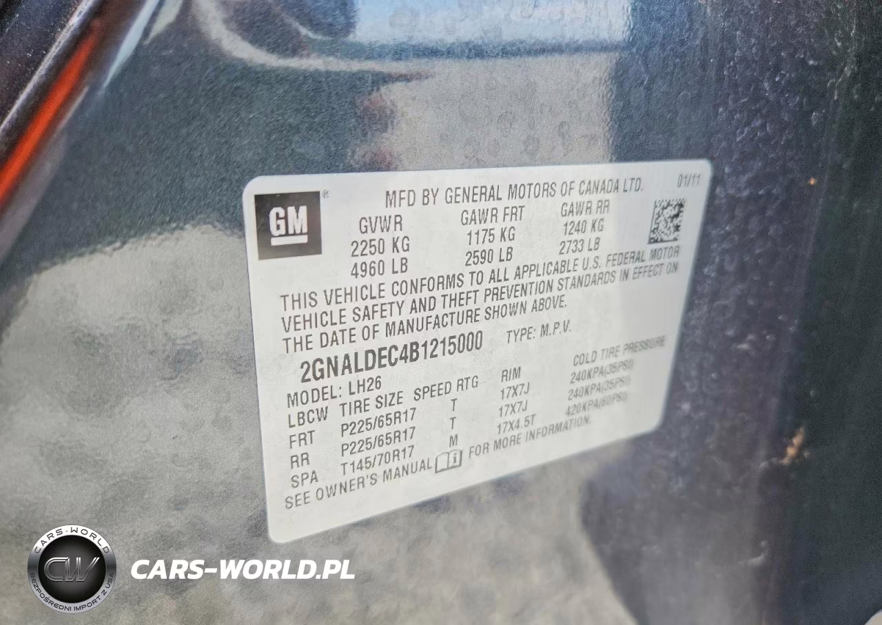 2011 Chevrolet Equinox Lt VIN:2GNALDEC4B1215000 - 12