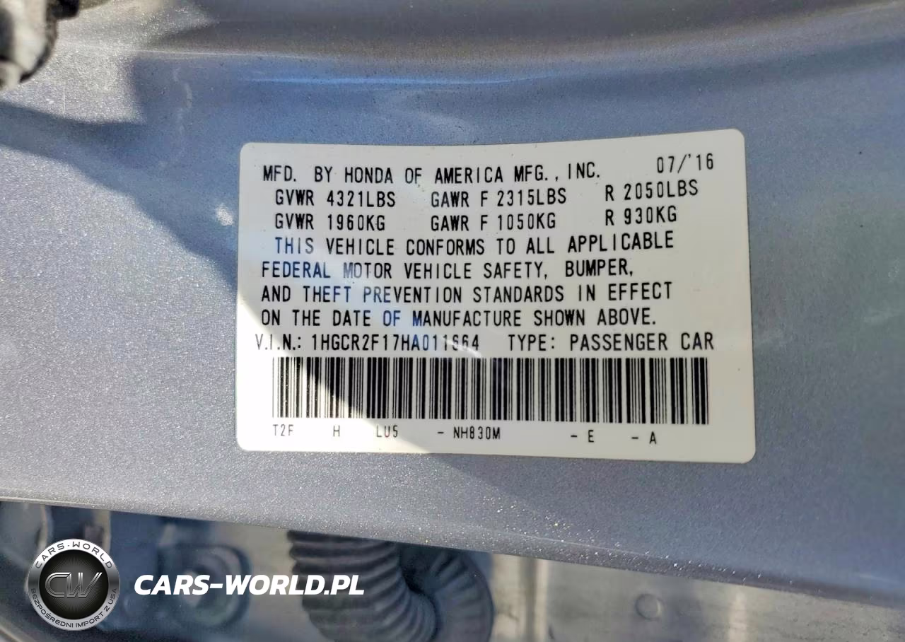2017 Honda Accord Sport Special Edition VIN:1HGCR2F17HA011664 - 12
