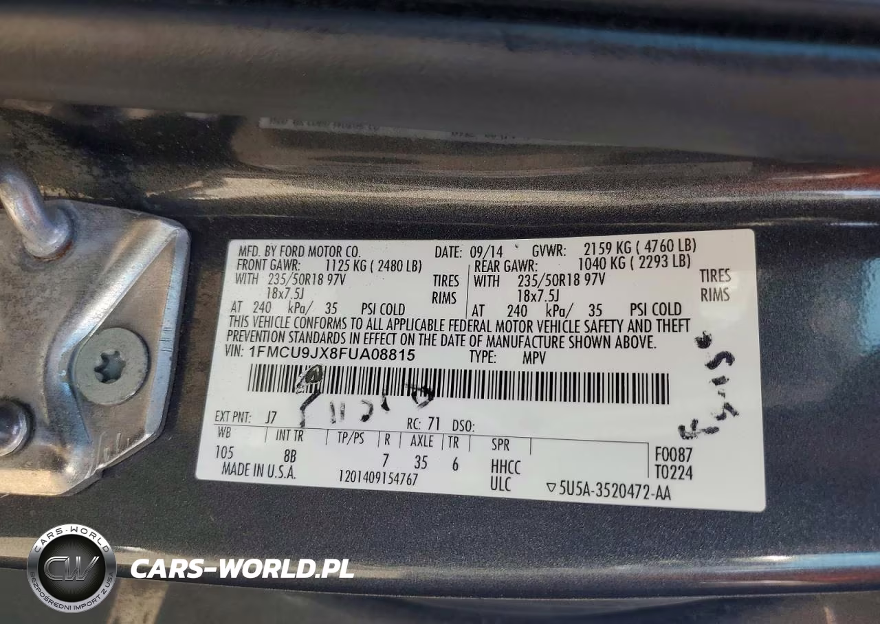 2015 Ford Escape Titanium VIN:1FMCU9JX8FUA08815 - 13