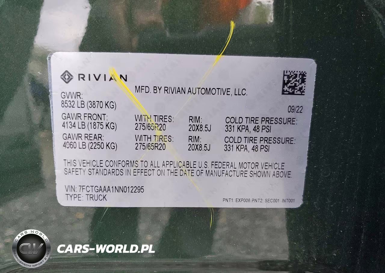 2022 Rivian R1T Adventure VIN:7FCTGAAA1NN012295 - 13