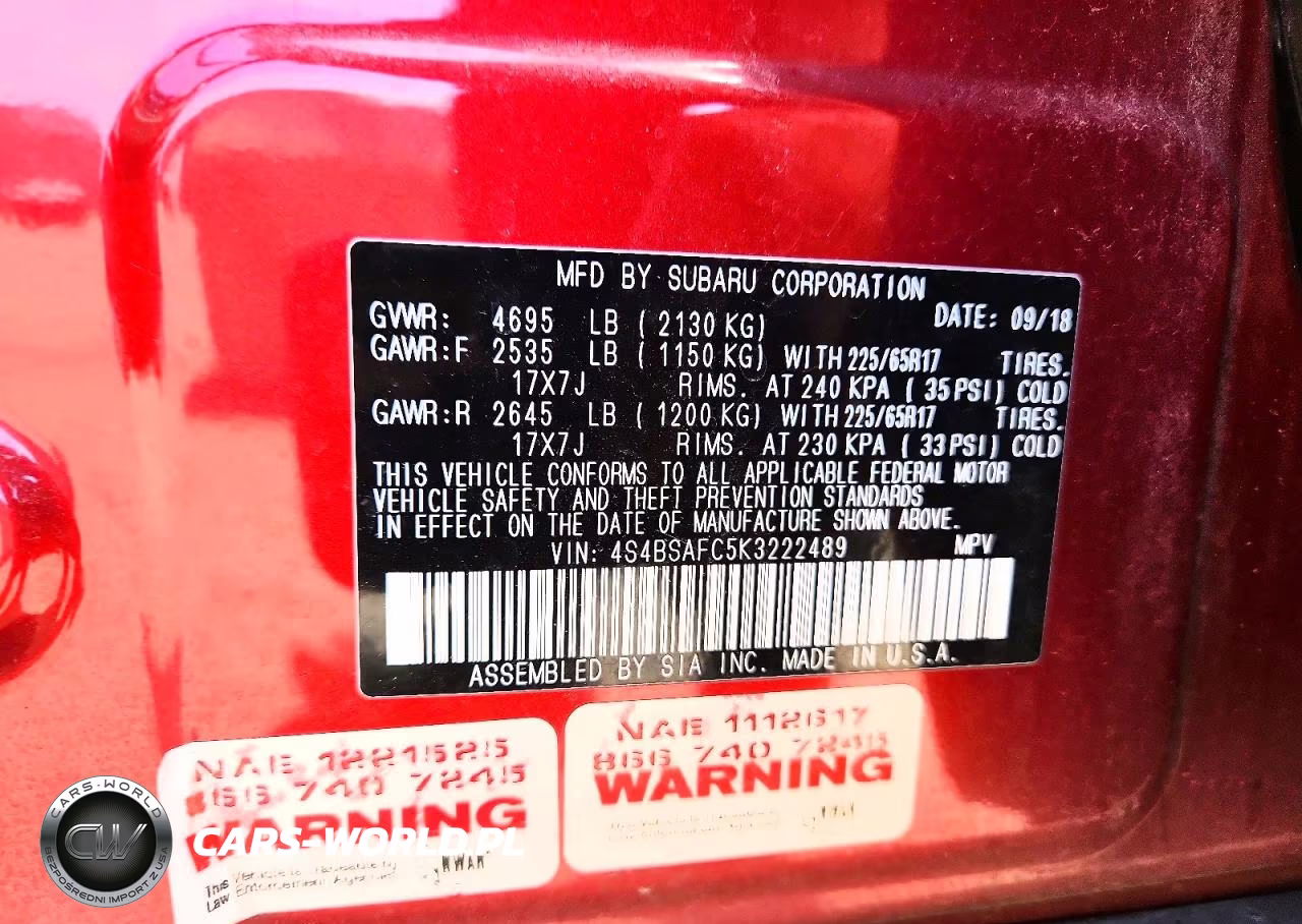 2019 Subaru Outback 2.5I Premium VIN:4S4BSAFC5K3222489 - 13