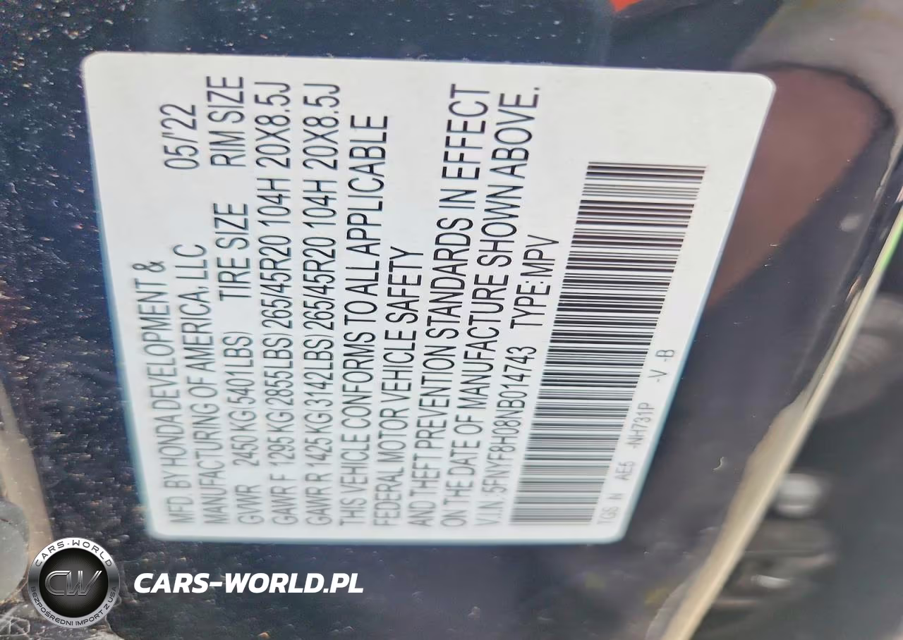 2022 Honda Passport Elite VIN:5FNYF8H08NB014743 - 13