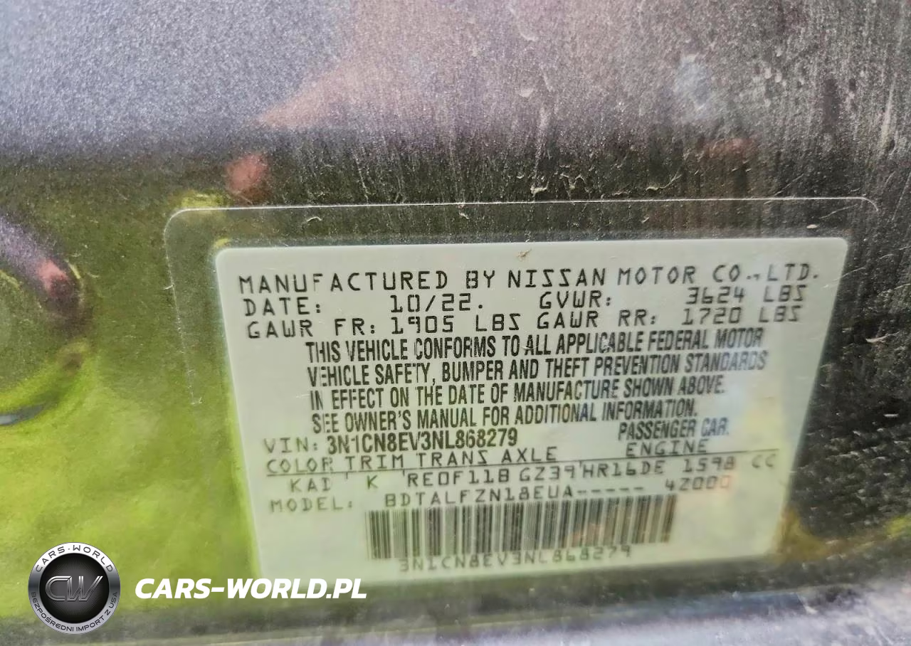 2022 Nissan Versa Sv VIN:3N1CN8EV3NL868279 - 12