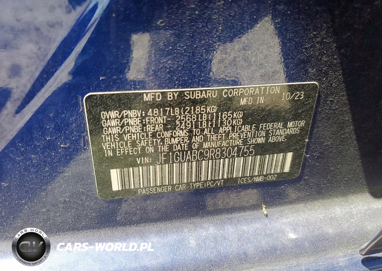 2024 Subaru Impreza VIN:JF1GUABC9R8304755 - 12