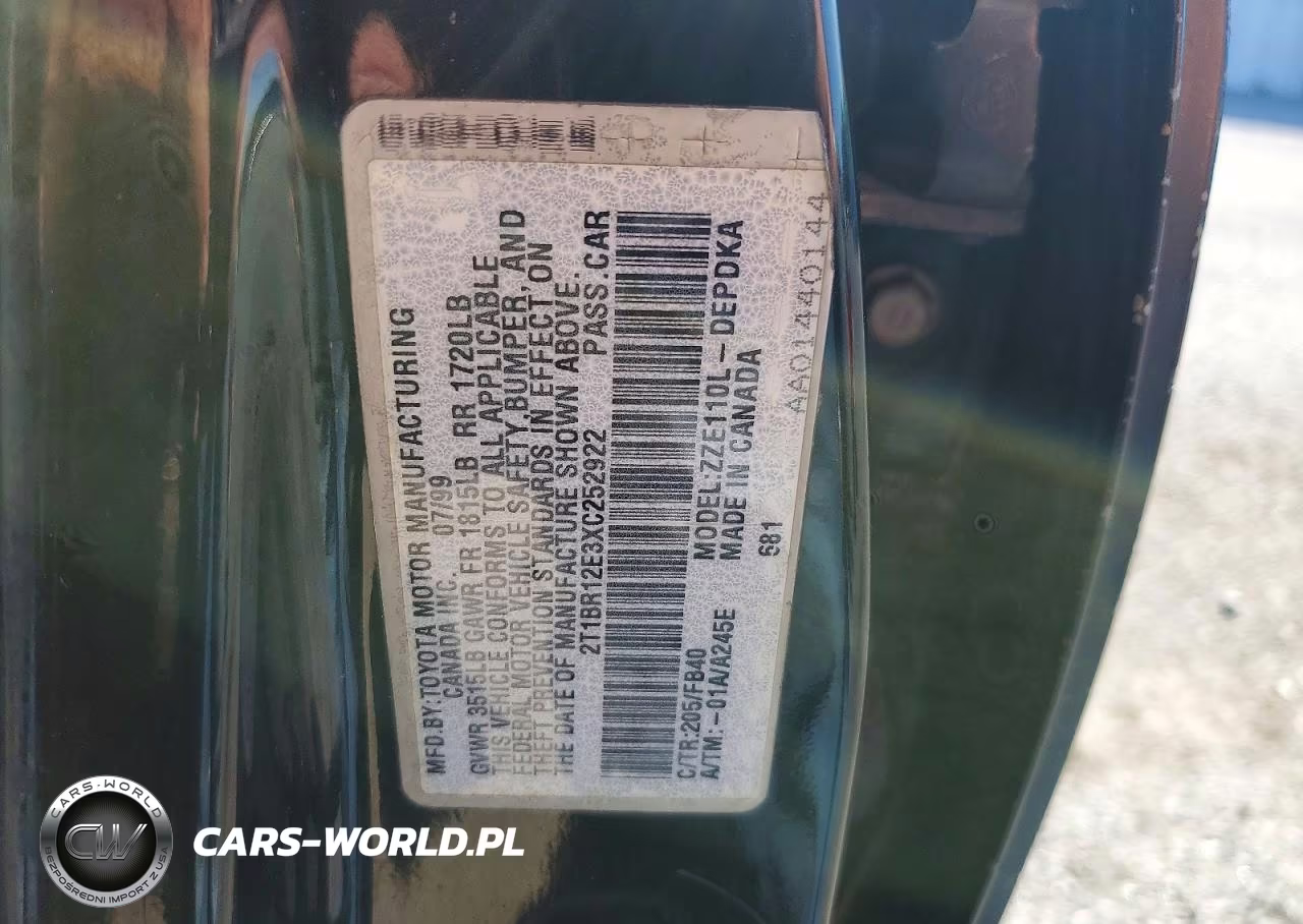 1999 Toyota Corolla Ve VIN:2T1BR12E3XC252922 - 12