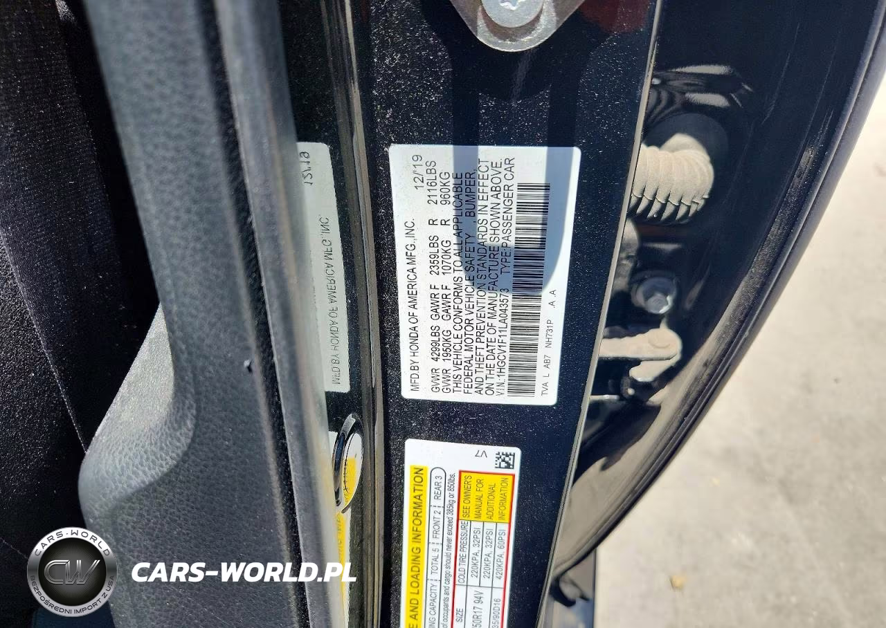 2020 Honda Accord Lx VIN:1HGCV1F11LA043573 - 12